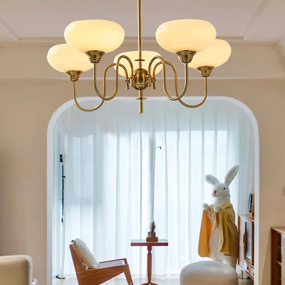 French Retro Gooseneck Globe Chandelier