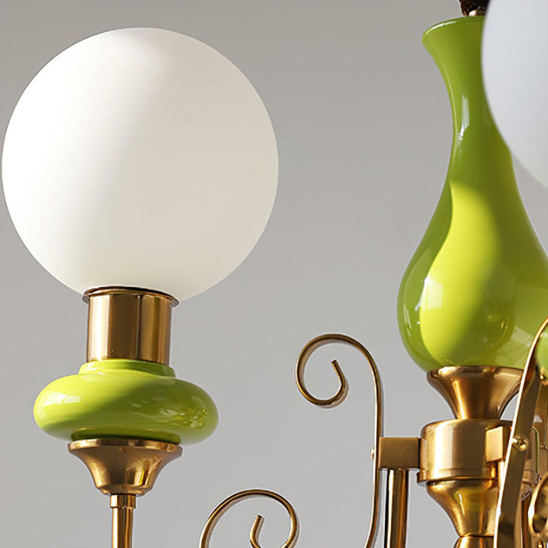 Green Glass Cluster Chandelier