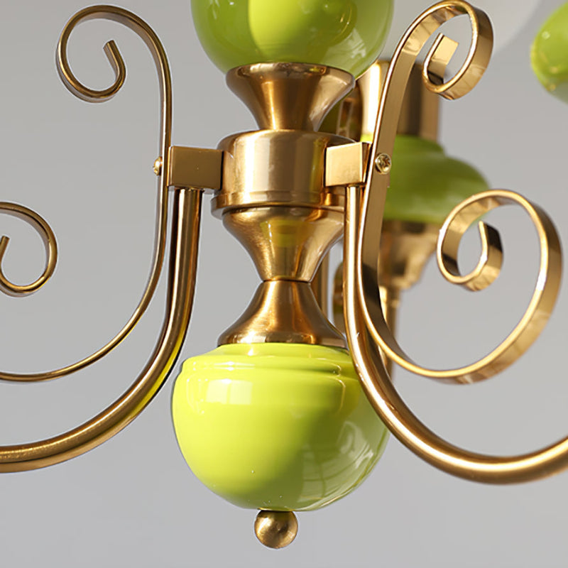 Green Glass Cluster Chandelier