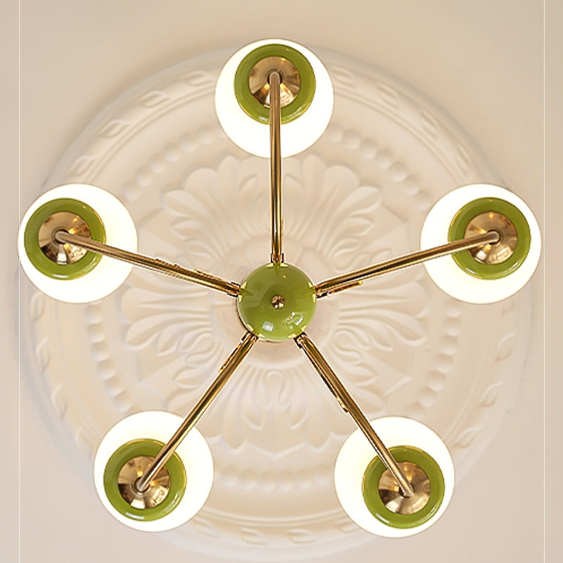 Green Glass Cluster Chandelier