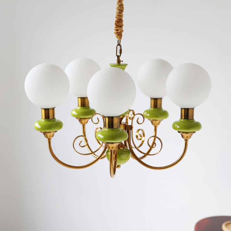 Green Glass Cluster Chandelier