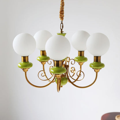 Green Glass Cluster Chandelier