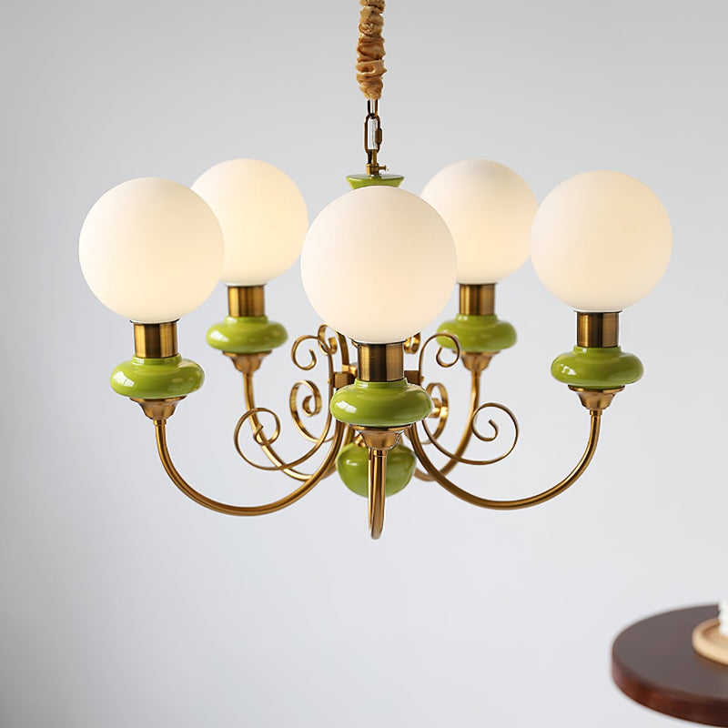Green Glass Cluster Chandelier