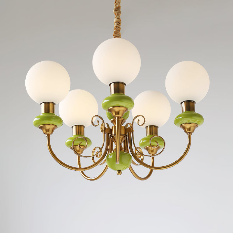 Green Glass Cluster Chandelier