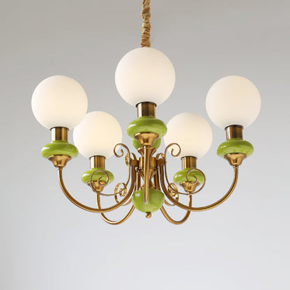 Green Glass Cluster Chandelier