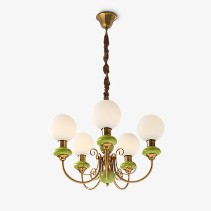 Green Glass Cluster Chandelier