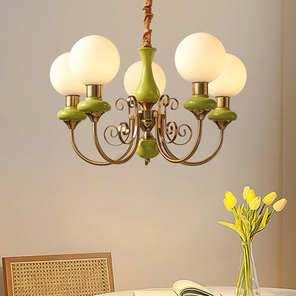 Green Glass Cluster Chandelier