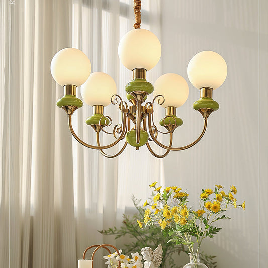 Green Glass Cluster Chandelier