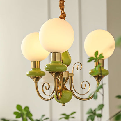 Green Glass Cluster Chandelier
