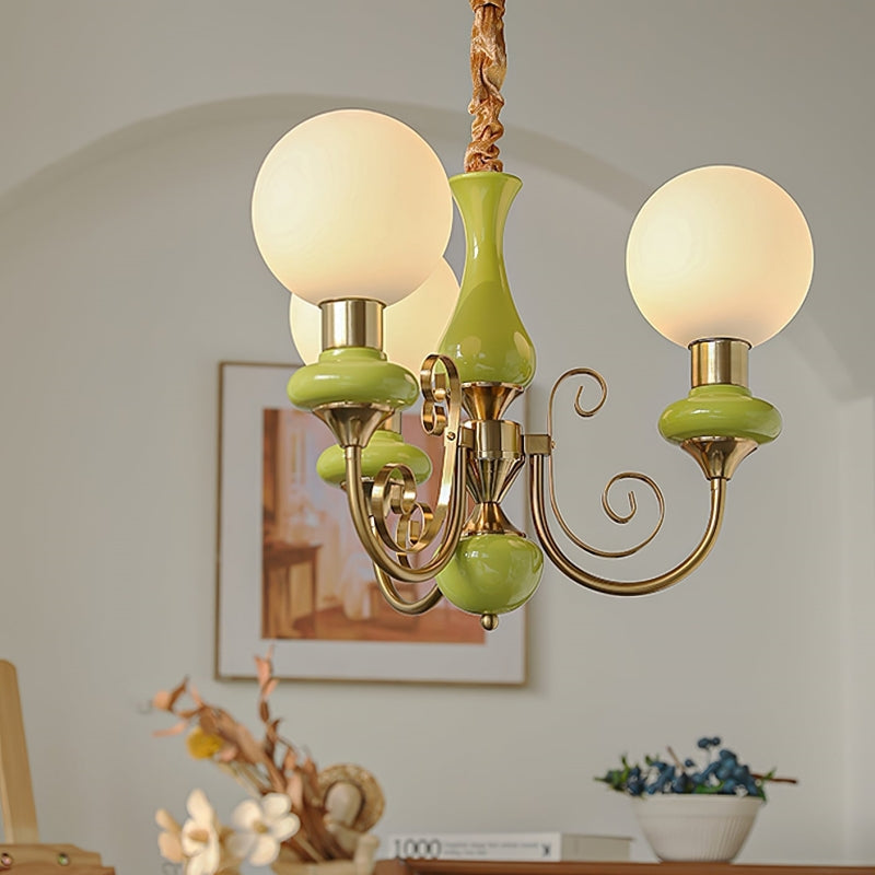 Green Glass Cluster Chandelier