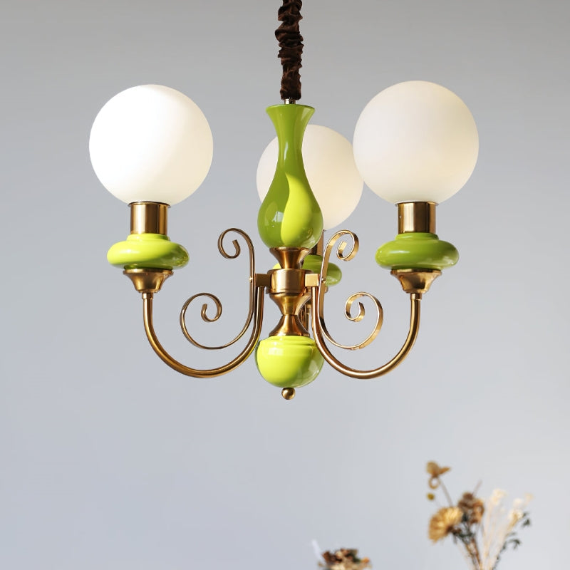 Green Glass Cluster Chandelier
