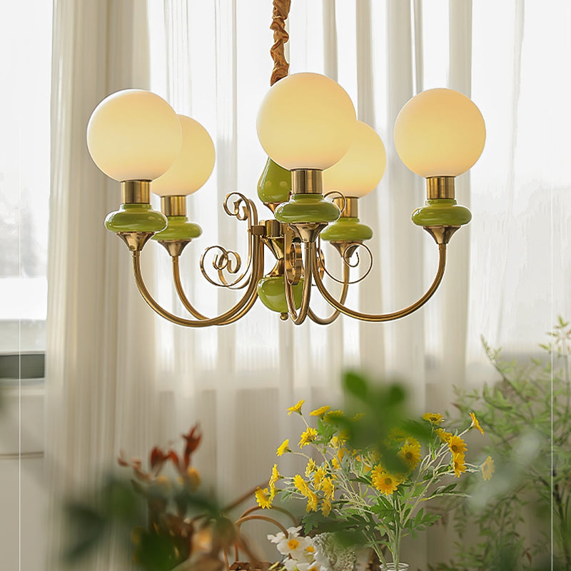 Green Glass Cluster Chandelier