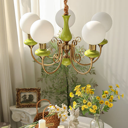 Green Glass Cluster Chandelier