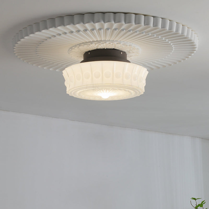 Hobnail Milk Glass Flush Mount Light