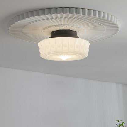 Hobnail Milk Glass Flush Mount Light