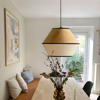 Black Geometric Fabric Pendant Light-[Modern pendant lighting for bedroom and living space]-Demolights UK