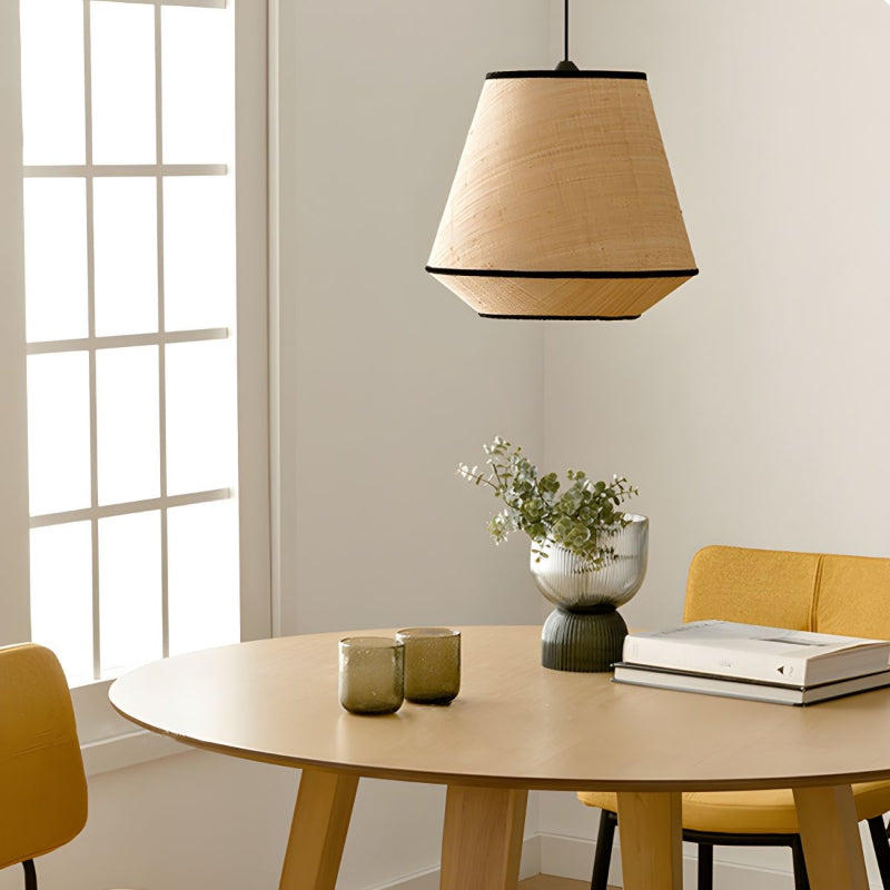 Natural Woven Pendant with Black Trim