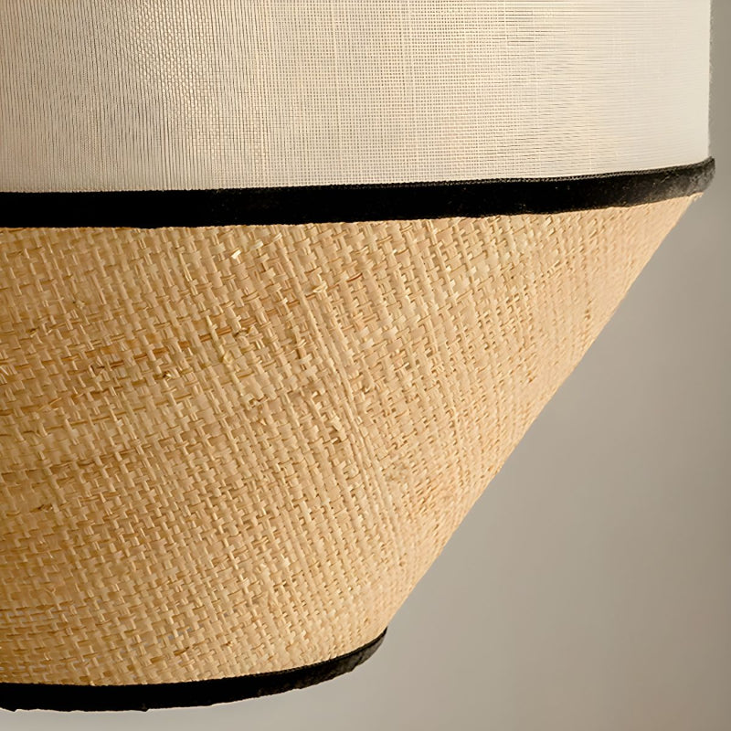 Natural Woven Pendant with Black Trim