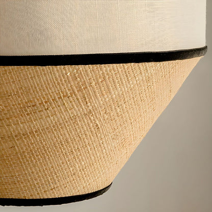 Natural Woven Pendant with Black Trim