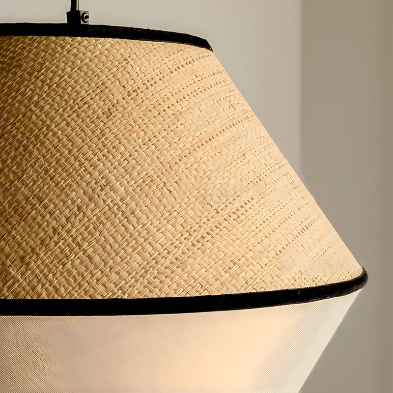 Natural Woven Pendant with Black Trim