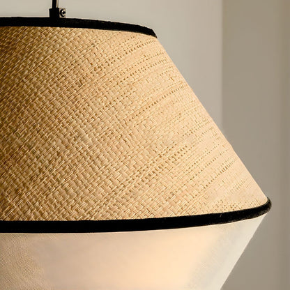 Natural Woven Pendant with Black Trim