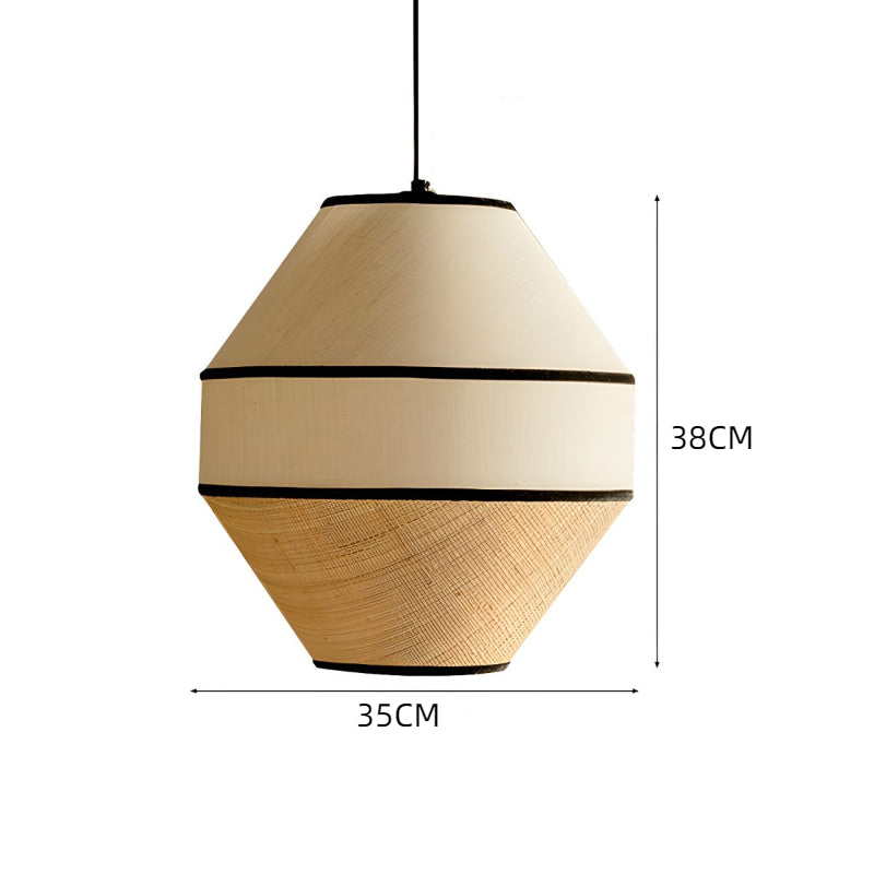 Natural Woven Pendant with Black Trim