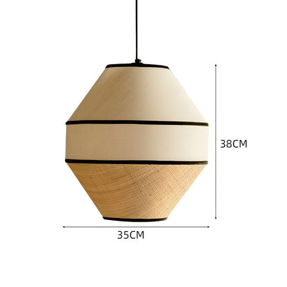 Natural Woven Pendant with Black Trim