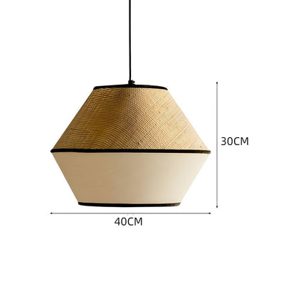 Natural Woven Pendant with Black Trim