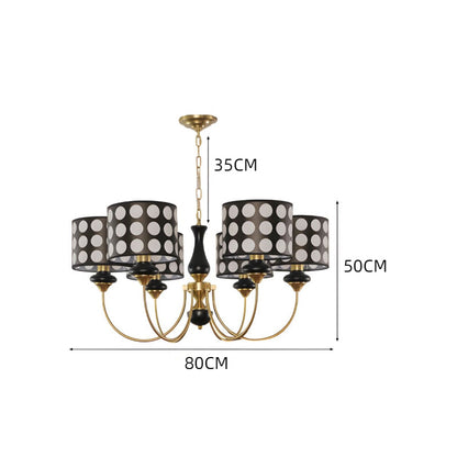 Polka Dot Cylinder Chandelier in Black and Gold