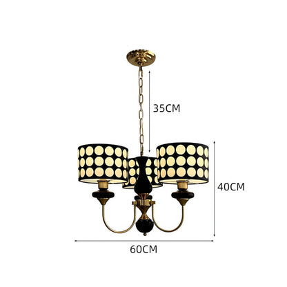 Polka Dot Cylinder Chandelier in Black and Gold