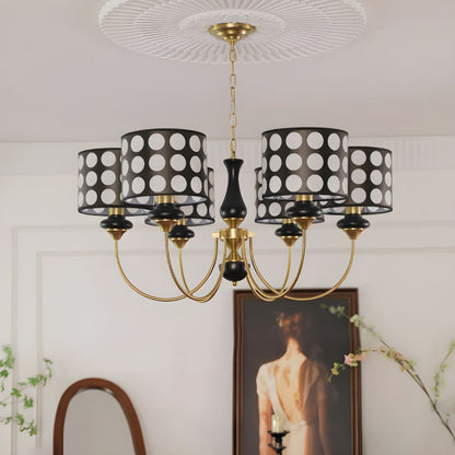 Polka Dot Cylinder Chandelier in Black and Gold