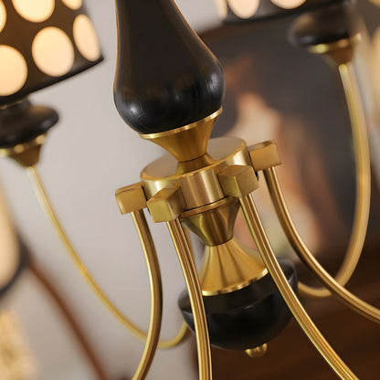 Polka Dot Cylinder Chandelier in Black and Gold