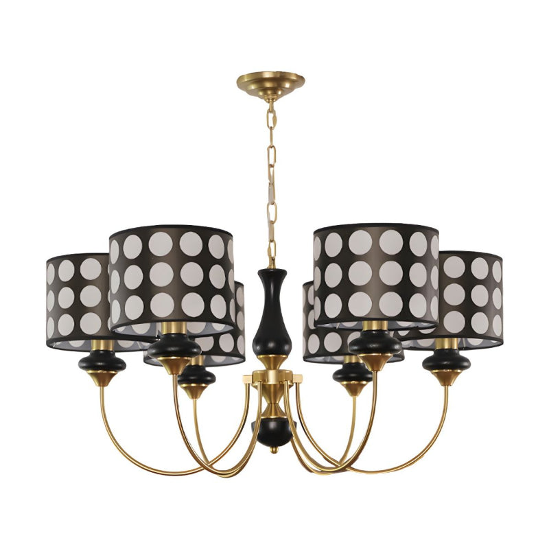 Polka Dot Cylinder Chandelier in Black and Gold