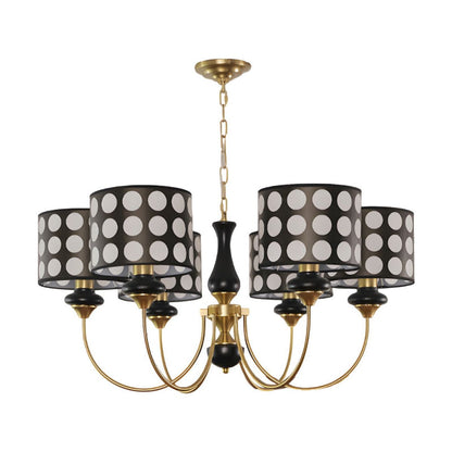 Polka Dot Cylinder Chandelier in Black and Gold