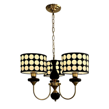 Polka Dot Cylinder Chandelier in Black and Gold