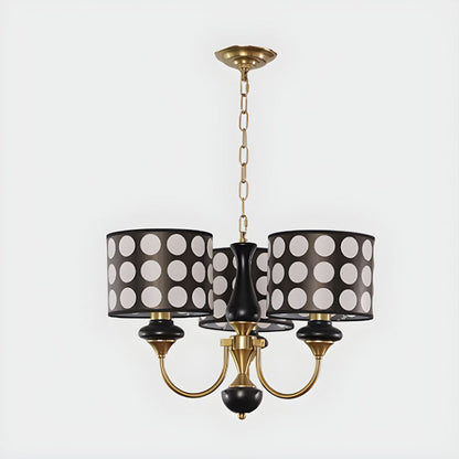 Polka Dot Cylinder Chandelier in Black and Gold