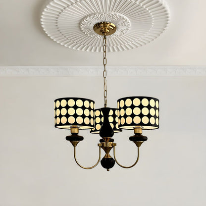 Polka Dot Cylinder Chandelier in Black and Gold