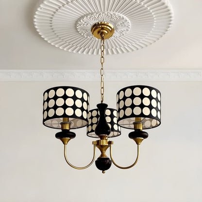 Polka Dot Cylinder Chandelier in Black and Gold