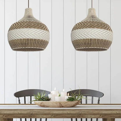 White Rattan Pendant Light