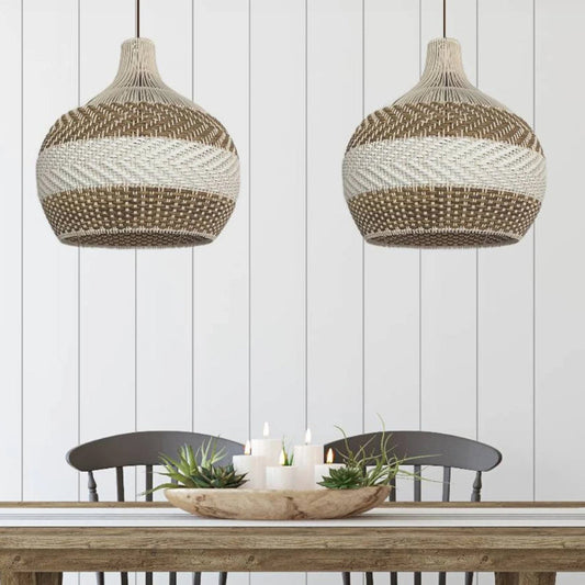 White Rattan Pendant Light