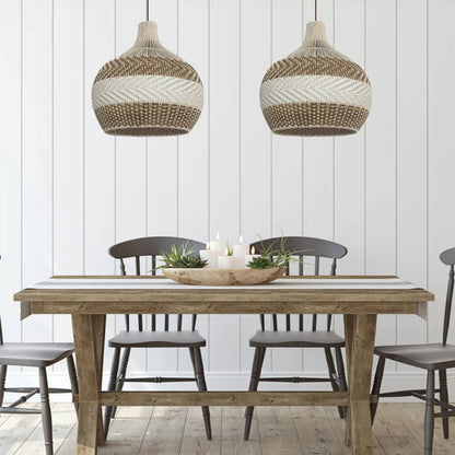 White Rattan Pendant Light