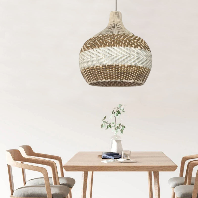 White Rattan Pendant Light