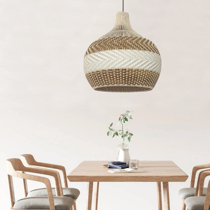 White Rattan Pendant Light