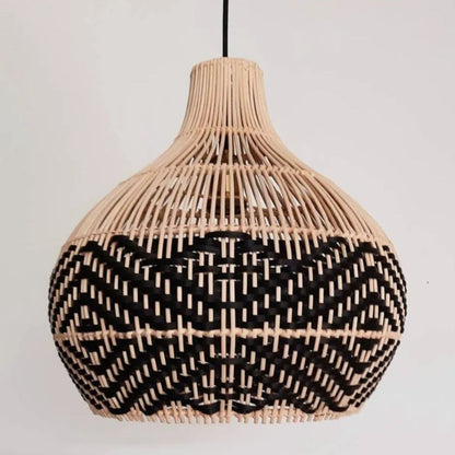 Black Pattern Vintage Rattan Pendant