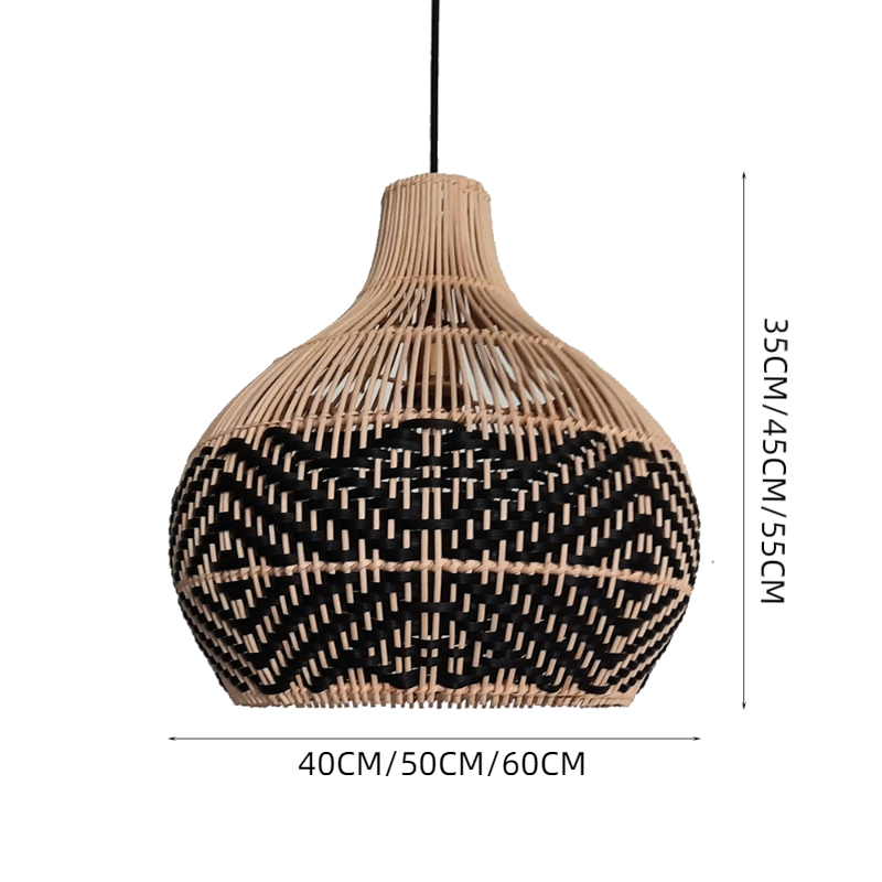Black Pattern Vintage Rattan Pendant