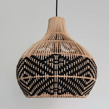 Black Pattern Vintage Rattan Pendant