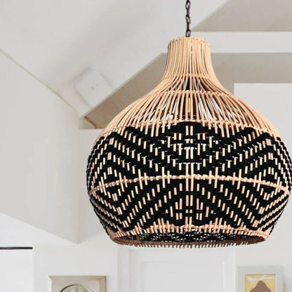 Black Pattern Vintage Rattan Pendant