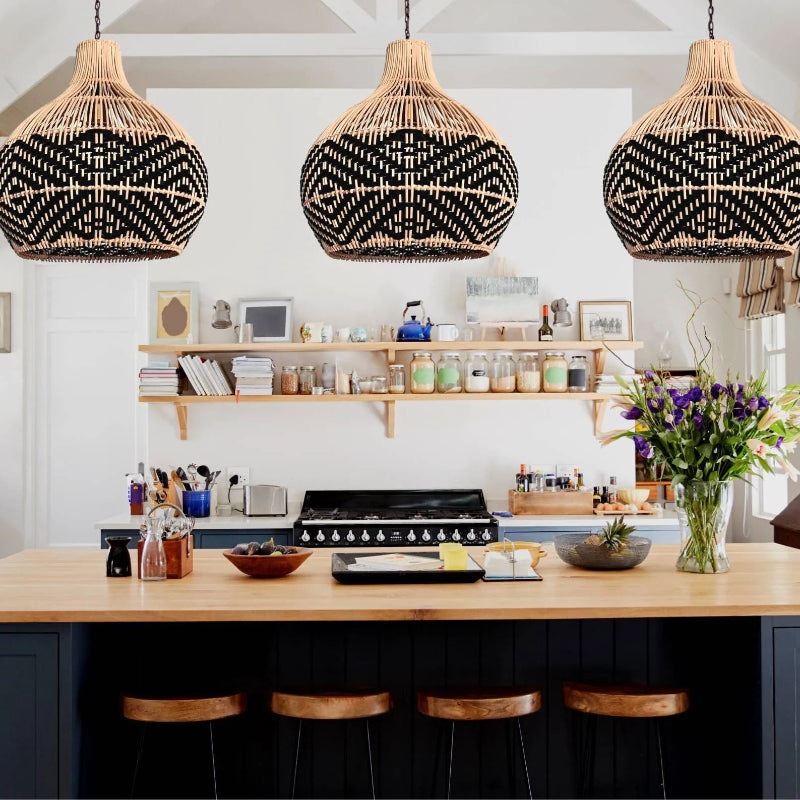 Black Pattern Vintage Rattan Pendant