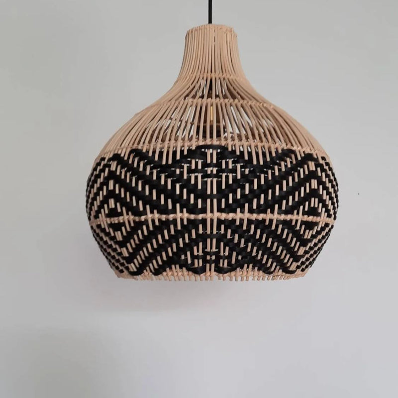Black Pattern Vintage Rattan Pendant