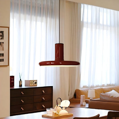 Vintage Red Metal Saucer Pendant Light-[Modern pendant lighting for bedroom and living space]-Demolights UK